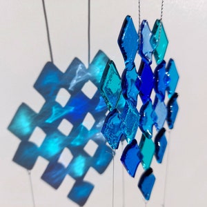 Ocean Blue Fused Glass Suncatcher: Handmade Window Decor