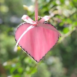 Pastel Pink Stained Glass Heart Suncatcher