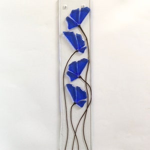 Cobalt Blue Floral Fused Glass Suncatcher