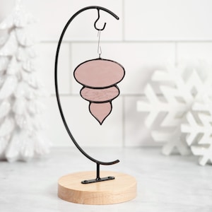Stained Glass Christmas Ornament, Sun Catcher, Window Hanging, Wall Art, Pink
